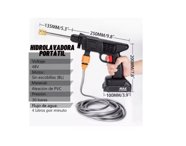 hidrolavadora 2 baterias portatil
